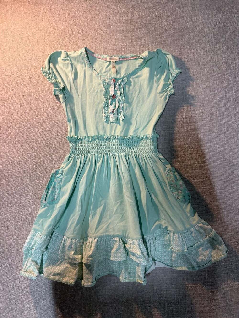 Matilda Jane Light Blue Ruffled Smocked Twirl Dress Girls Size 10